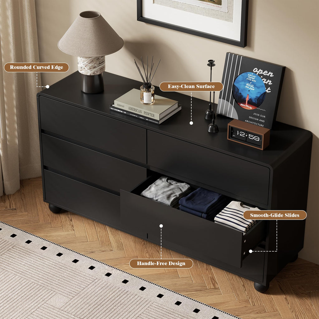 Furniway Modern 6-Drawer Bedroom Dresser with Storage