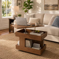 OKCMTR Solid Wood Lift-Top Coffee Table with Wheels, Walnut