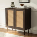 Boho Rattan Sideboard Cabinet with Adjustable Shelves