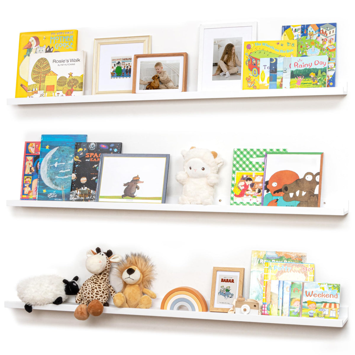 FLYJOE Solid Wood Picture Ledge Display Shelf