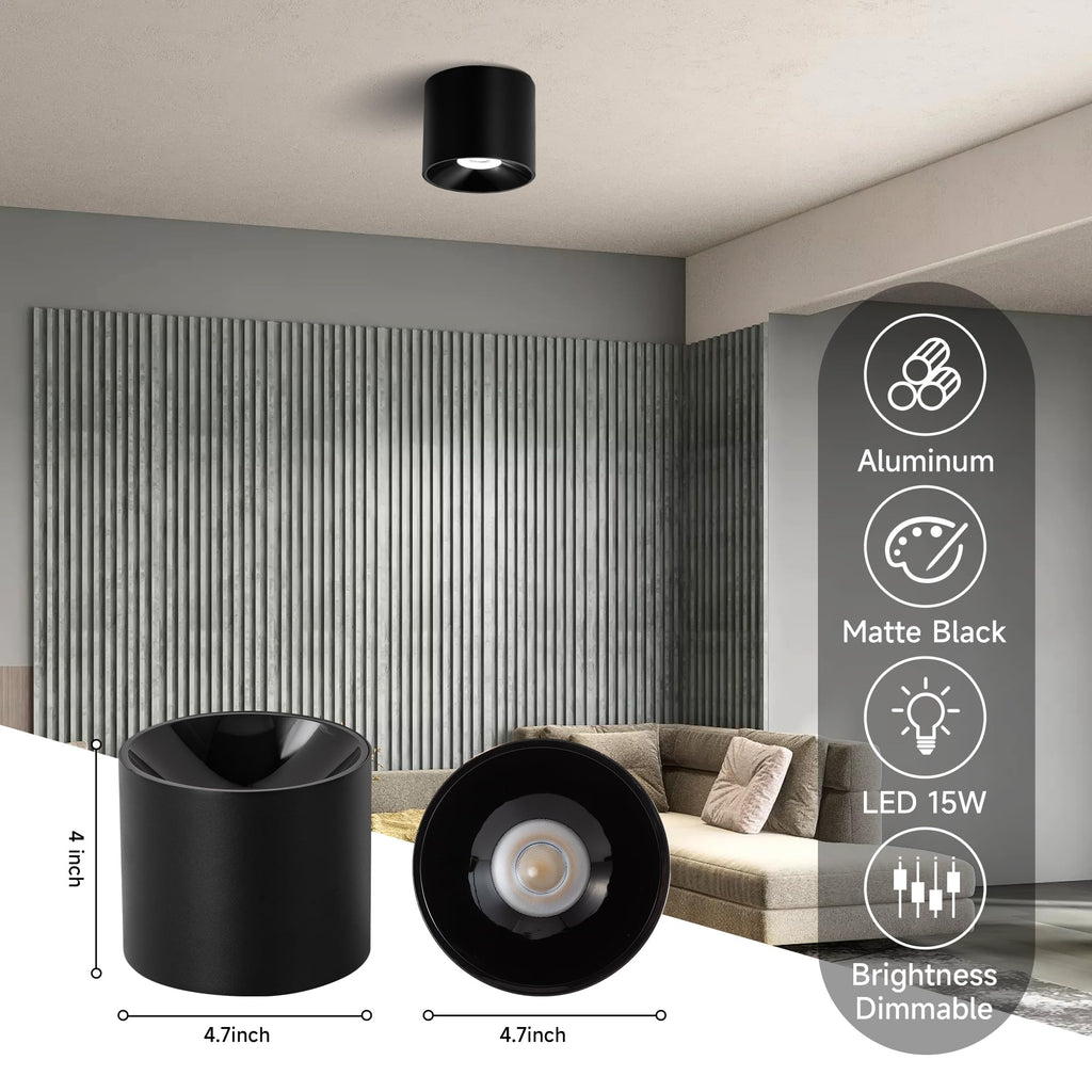 FNOESTY 4.7-Inch 15W Dimmable LED Flush Mount Ceiling Light