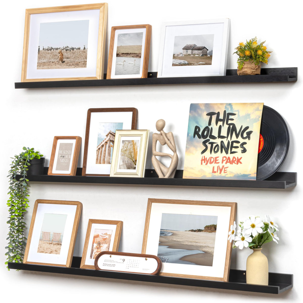 FLYJOE Solid Wood Picture Ledge Display Shelf