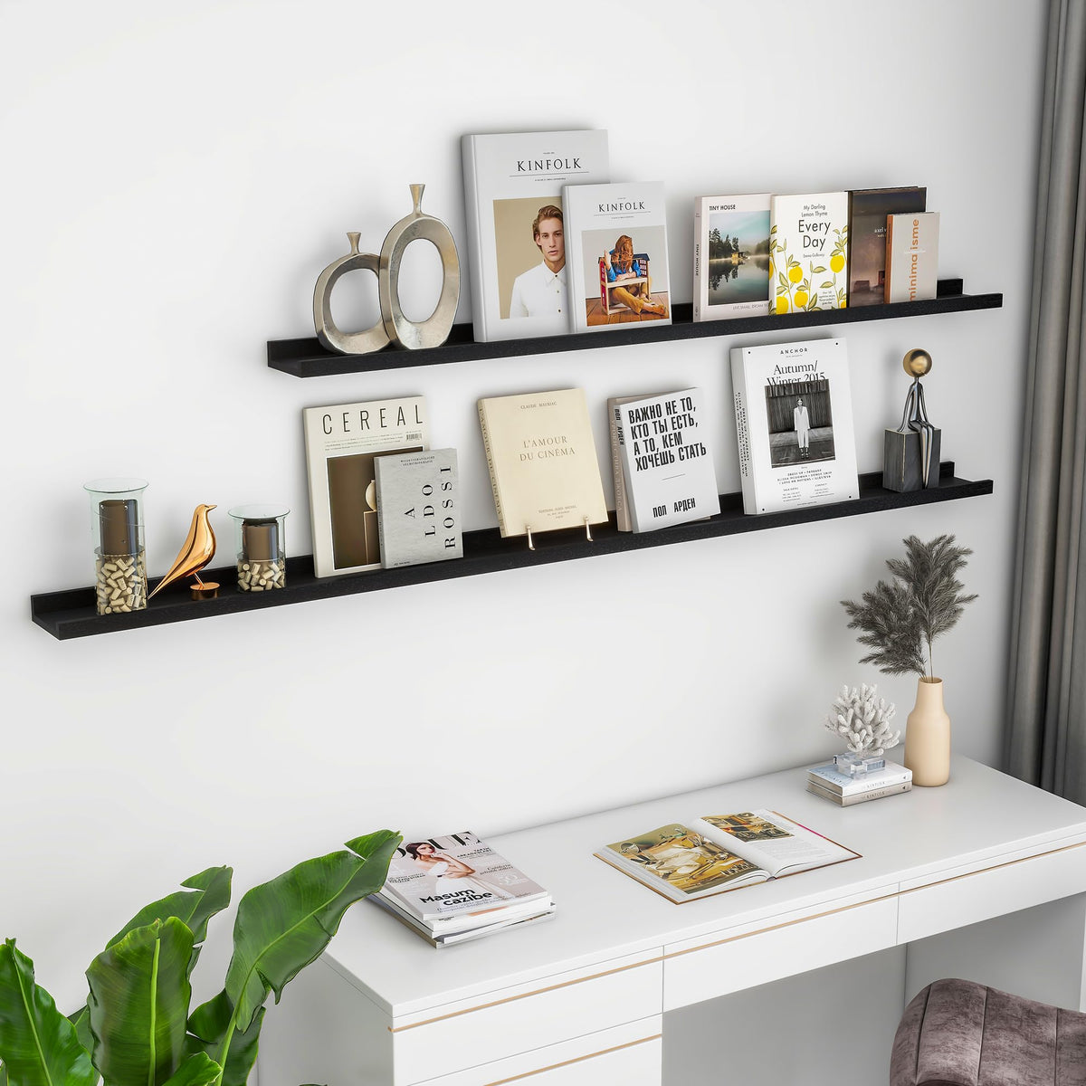 FLYJOE Solid Wood Picture Ledge Display Shelf
