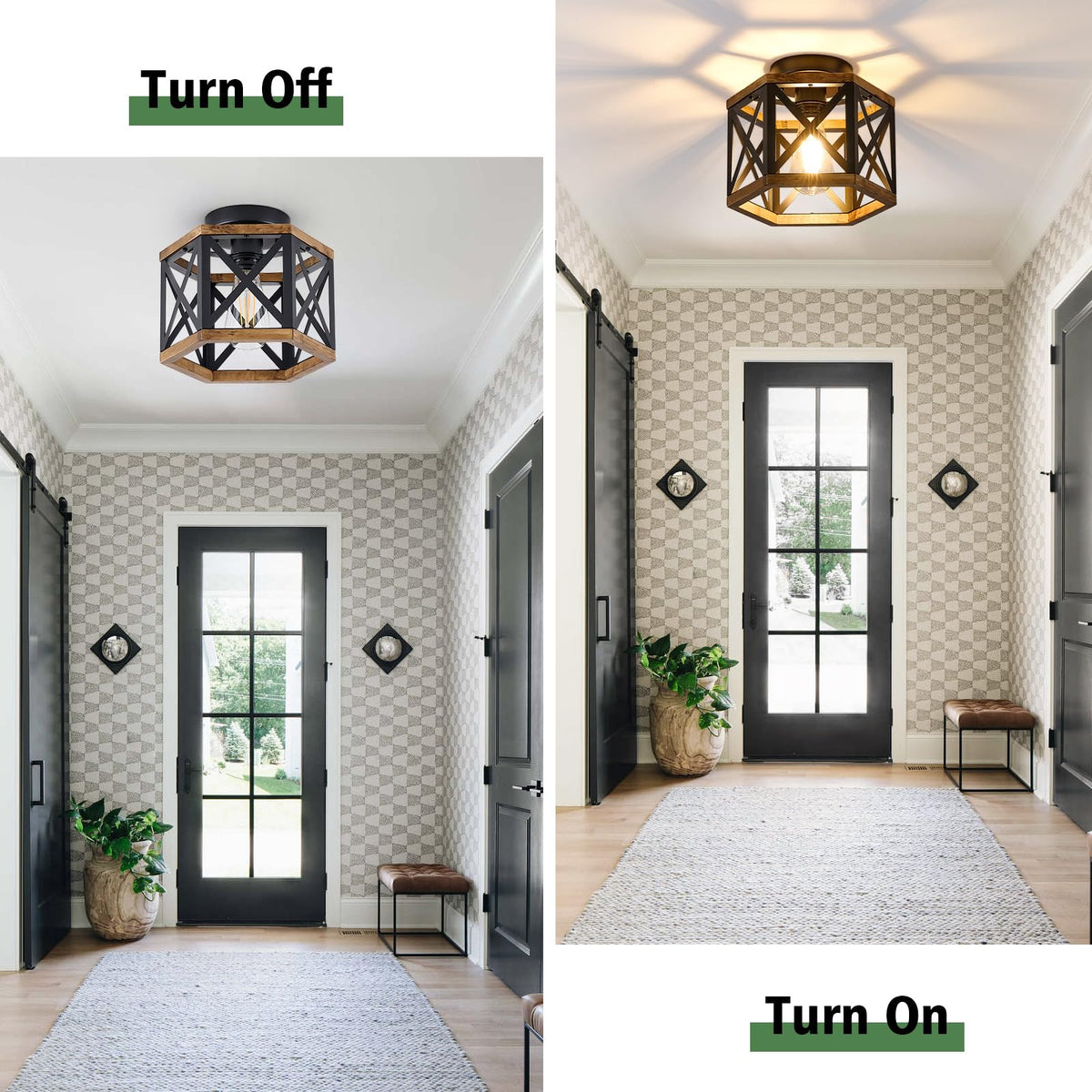 SGLfarmty Farmhouse Semi-Flush Mount Ceiling Light