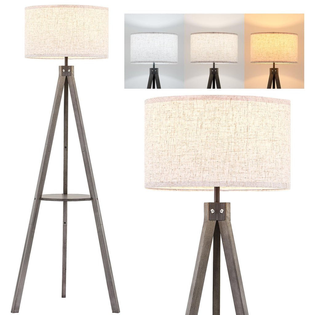 ELYONA Tripod Floor Lamp with Built-In Side Table