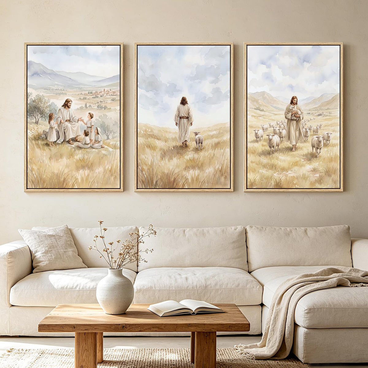 3-Piece Framed Minimalist Canvas Wall Art, 24 x 36 Inch