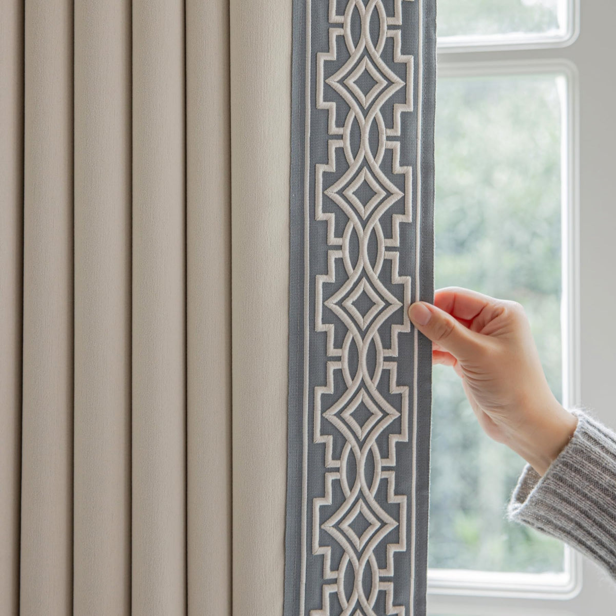 Embroidered Blackout Pinch Pleat Curtain Panels