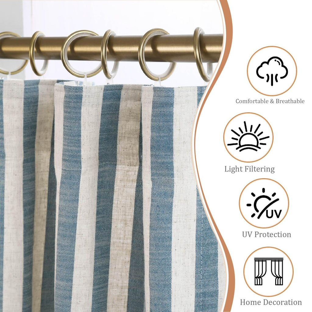 DotheDrape Striped Linen Light-Filtering Curtains, 2 Panels