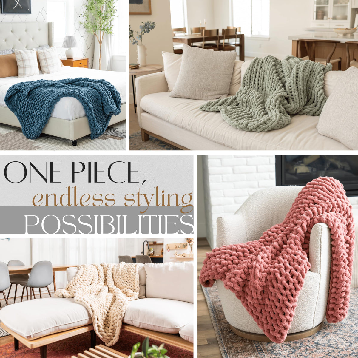 SAMIAH LUXE Chunky Chenille Knit Throw Blanket